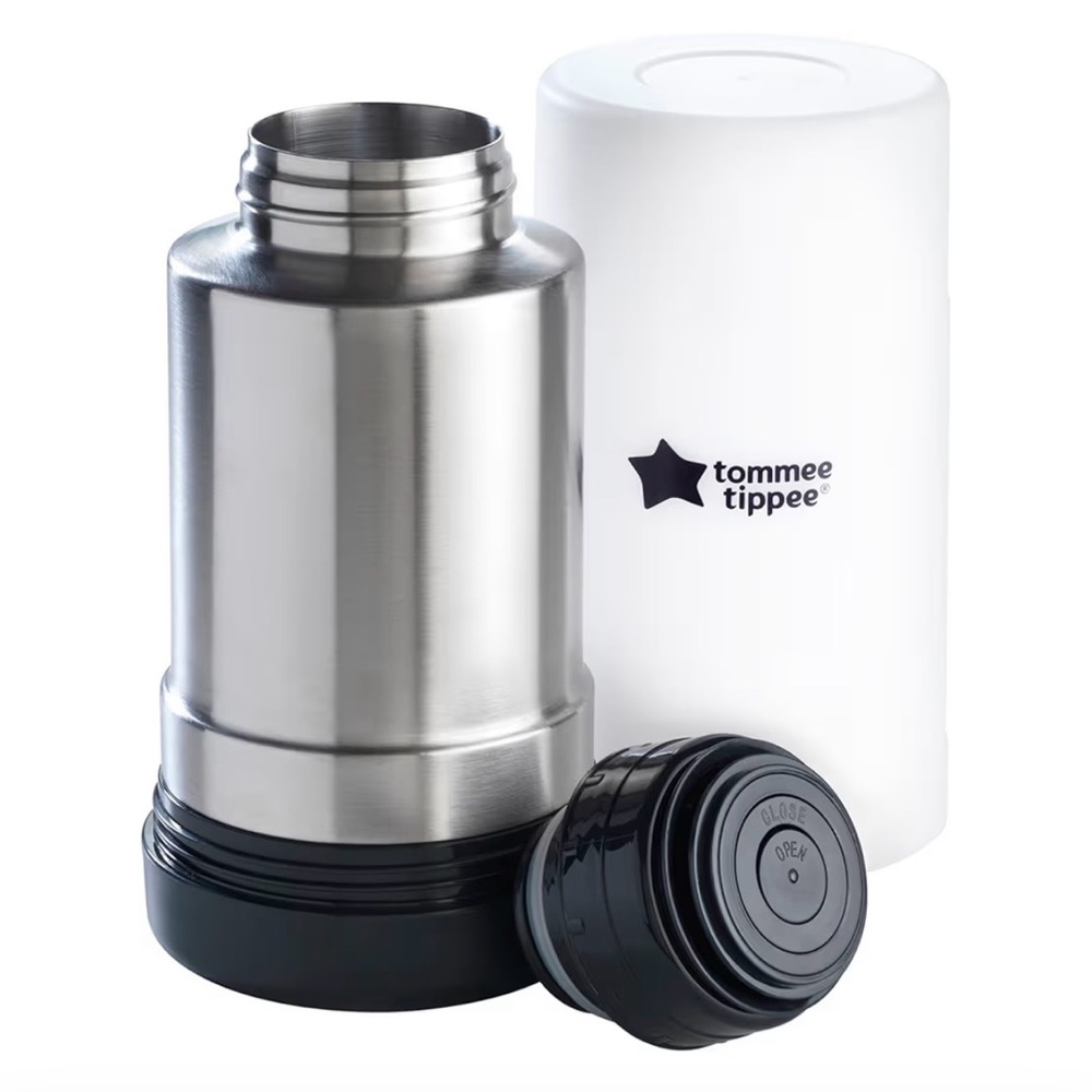 Tommee Tippee White Black Insulated Bottle travel warm NEW